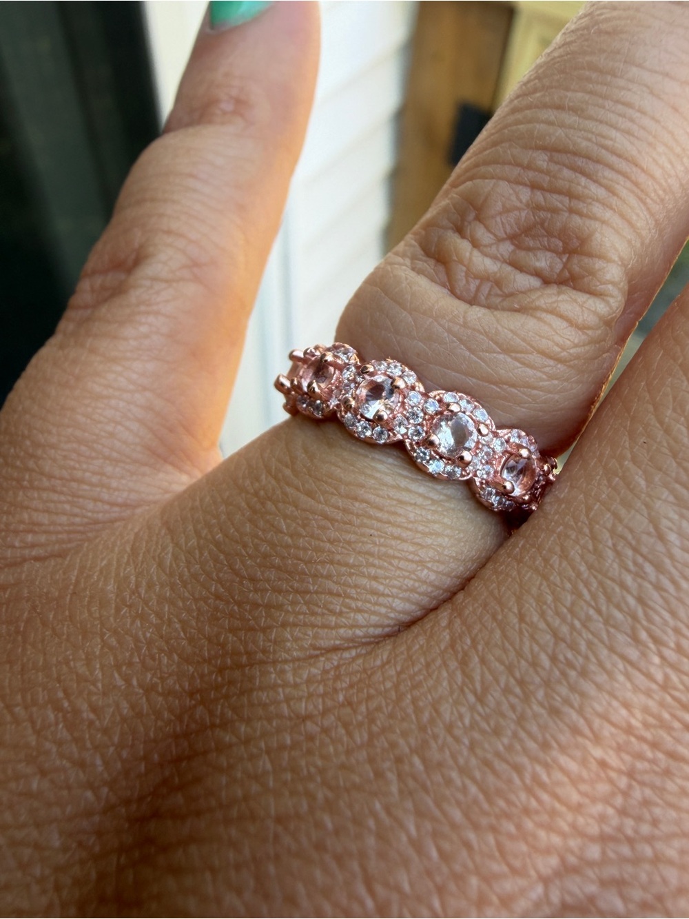 Everly Ribgs Rose Gold Halo Oval Eternity Ring - Women Jewelry